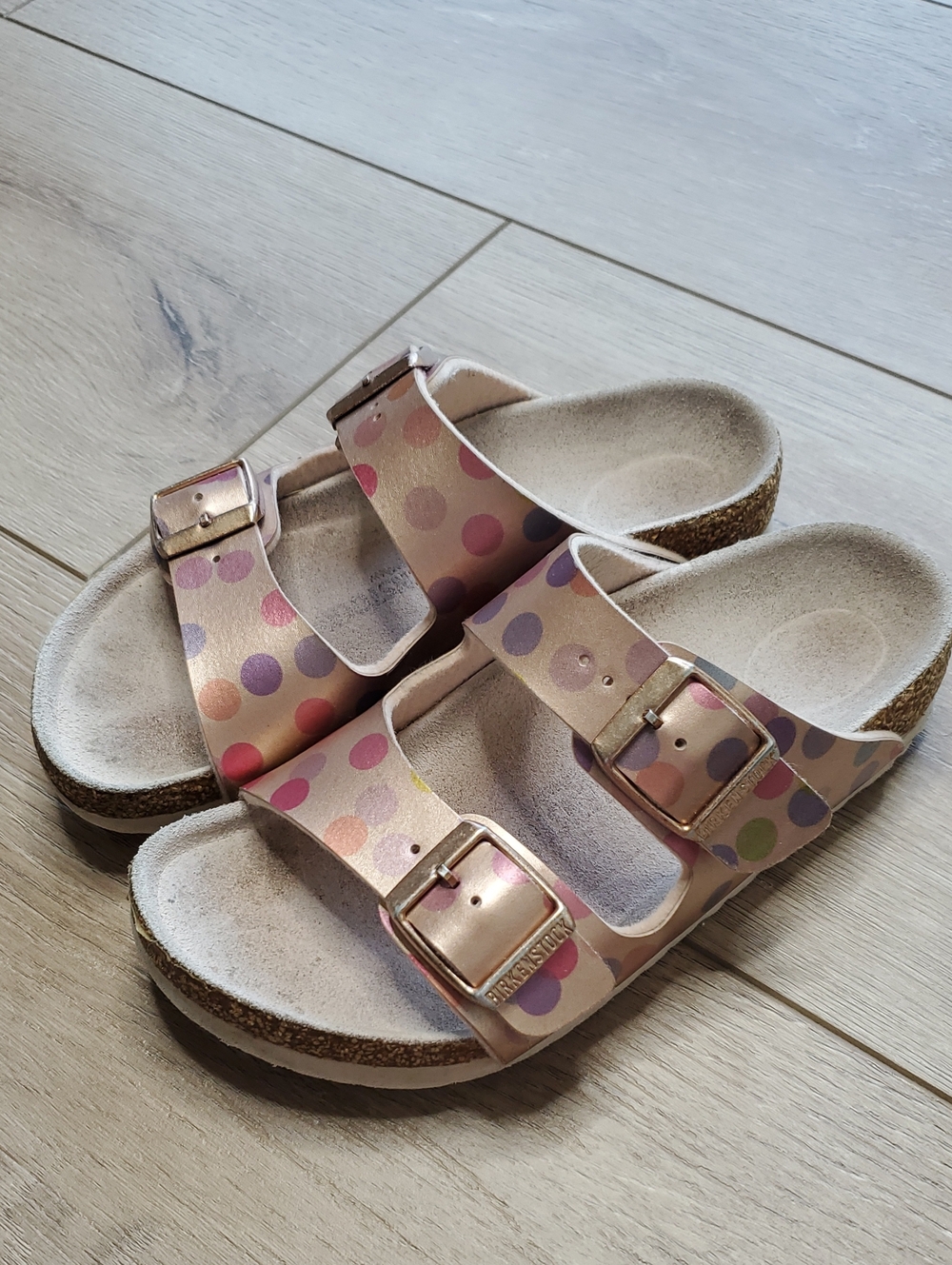 Kids Pink Polka Dot Dual-Buckle Sandals Size 30
